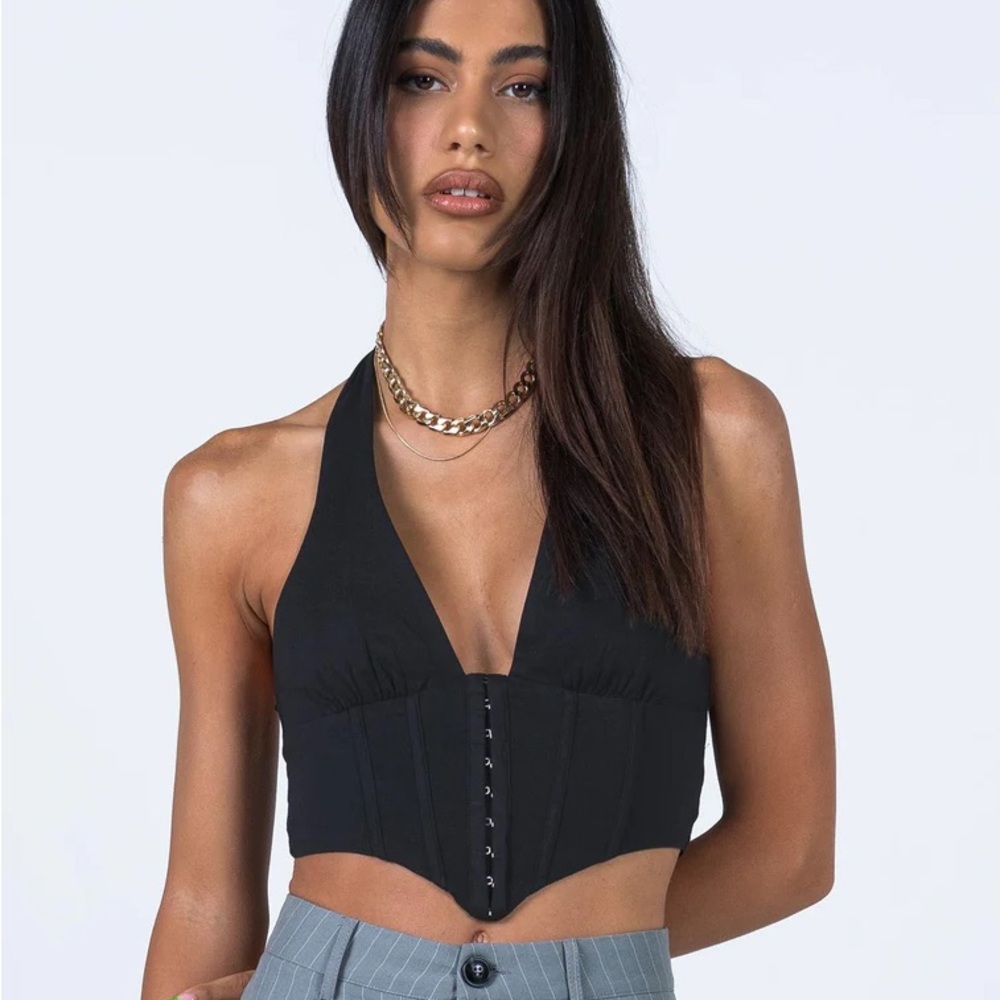 Princess Polly Black Halter Crop Top